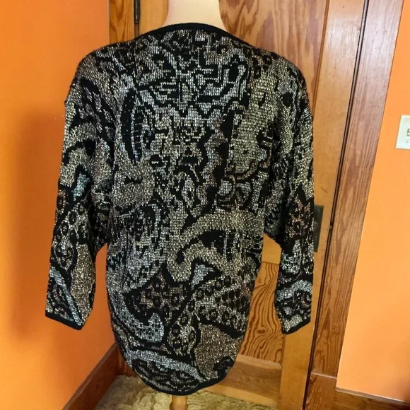 Vtg 80s sparkly geometric oversized sweater - Picture 12 of 12